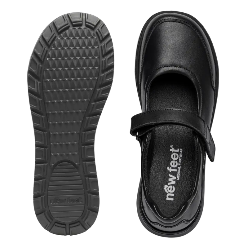 New Feet Ballerina mit Klettverschluss - Schwarz