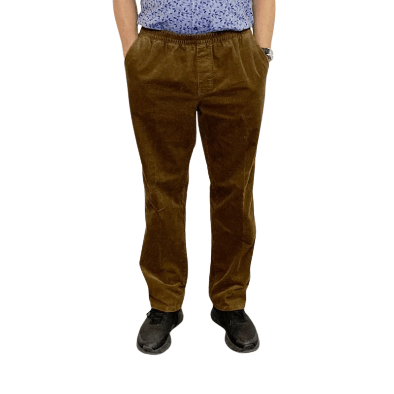 Bløde bukser med elastik - Brun fløjl