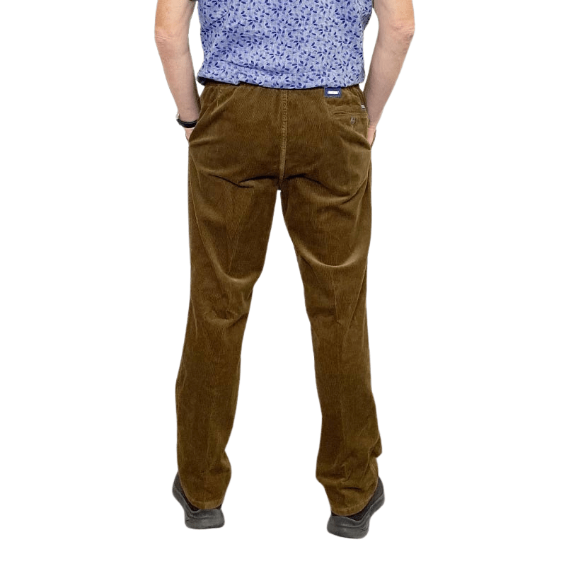 Bløde bukser med elastik - Brun fløjl