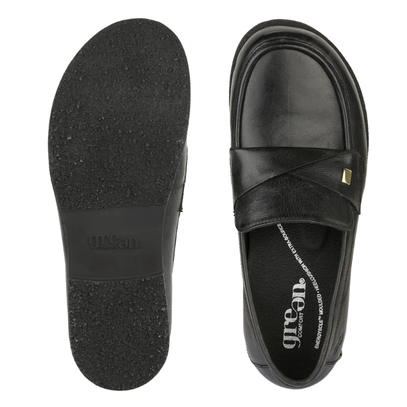 Green Comfort breiter Damen-Loafer – Schwarz