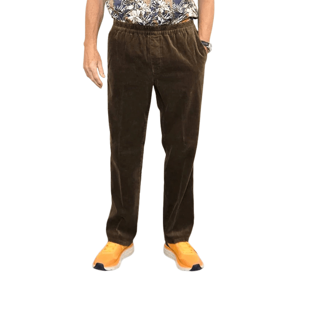 Fløjlsbukser med elastik - Brun