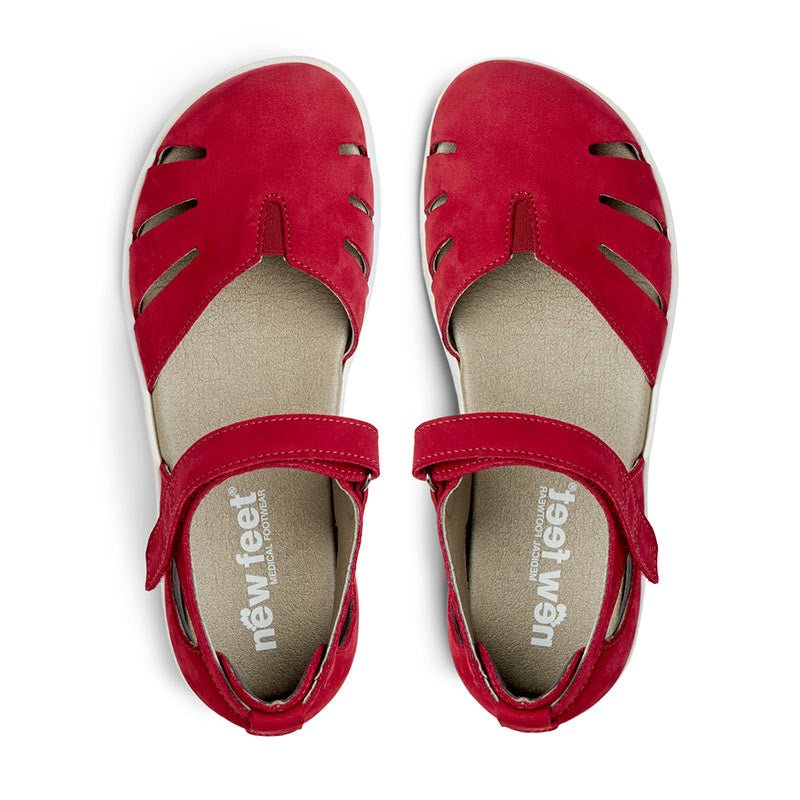 New Feet lukket damesandal - Rød - Seniorshop