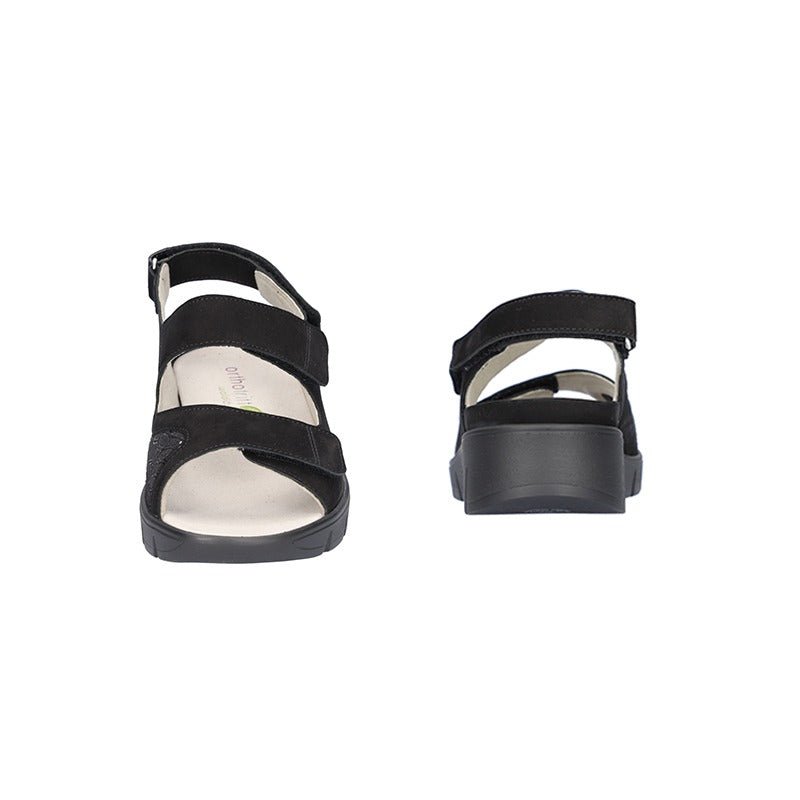 Waldläufer bred damesandal - Sort - Seniorshop