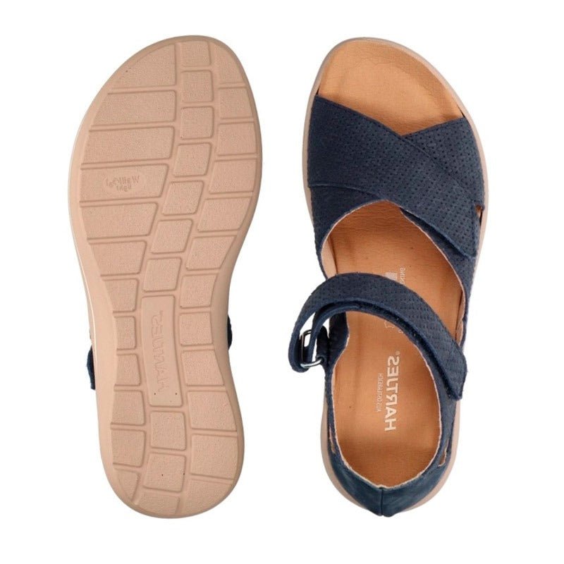 Hartjes damesandal med hælkappe - Blå - Seniorshop