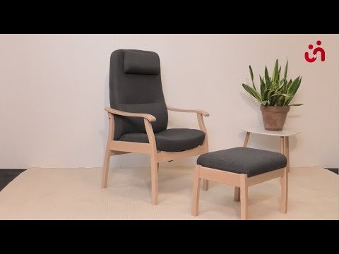 Farstrup 5699 skammel, Lysnet bøg/Medley dark grey - Seniorshop