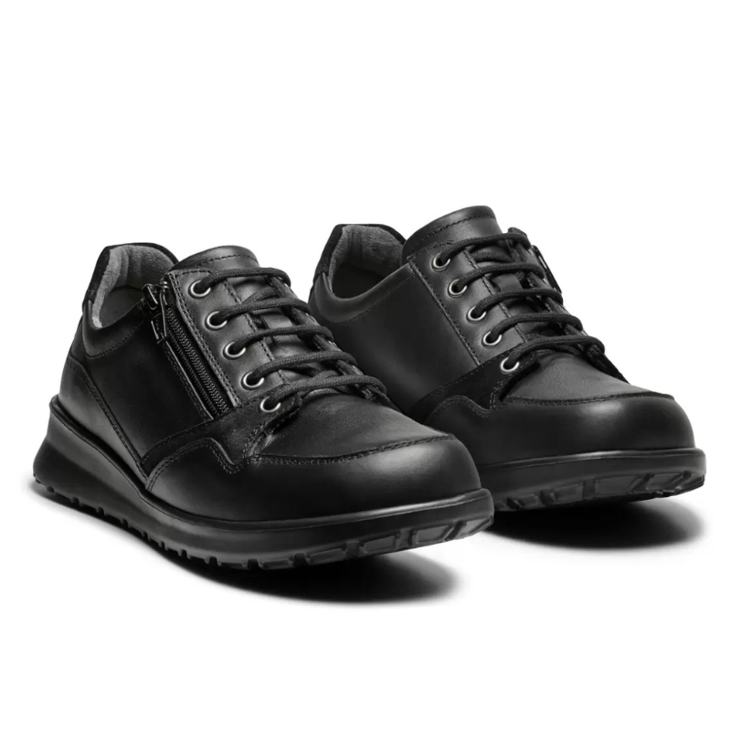 New Feet Damenschuhe mit Schnürung und Reißverschluss - Schwarz