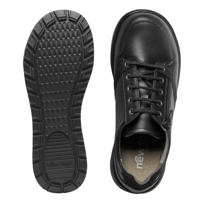 New Feet Damenschuhe mit Schnürung und Reißverschluss - Schwarz