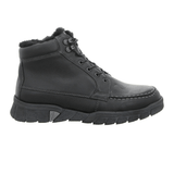 Schwarzer Waldläufer Herrenstiefel aus Nappaleder mit Schnürsenkeln und warmem Futter, von der Seite
