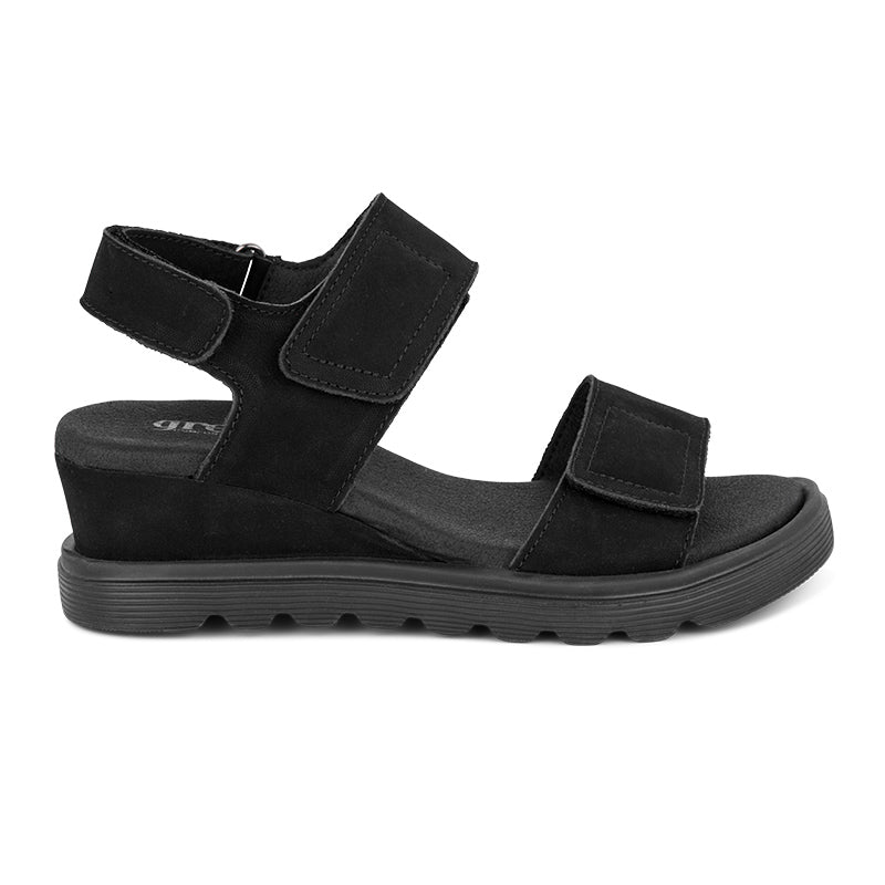 Damensandale mit Absatz, Schwarz, Green Comfort