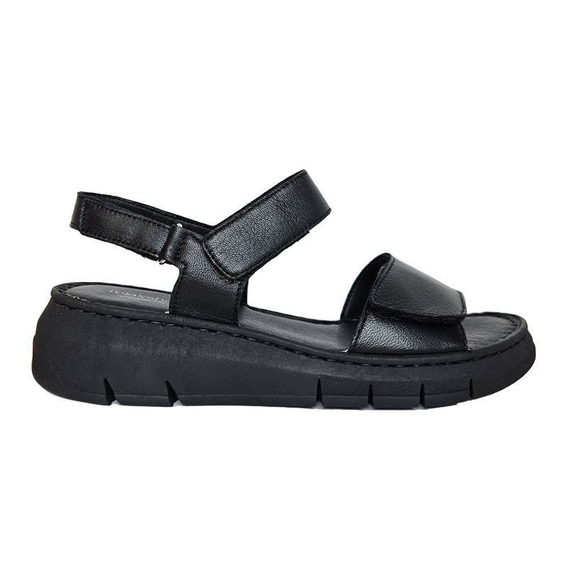 Relaxshoe damesandal med kilehæl - Sort