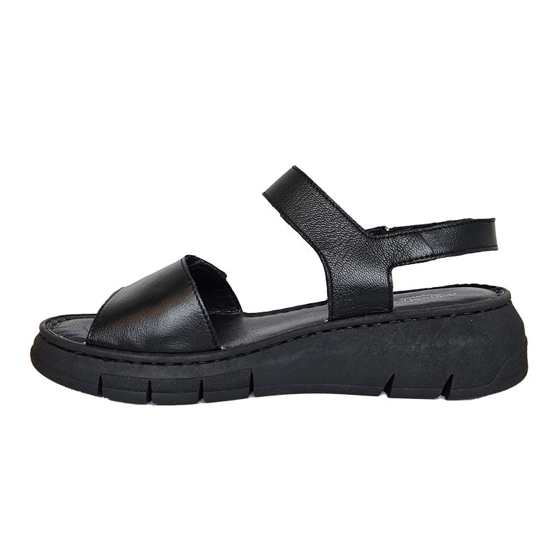Relaxshoe damesandal med kilehæl - Sort