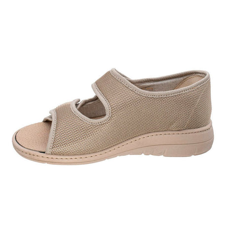 Breite Damensandale, Beige, Fischer