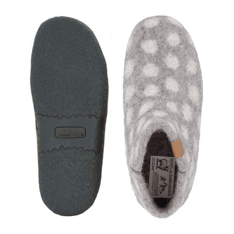 Hausschuhe, Grau mit Punkten, Green Comfort