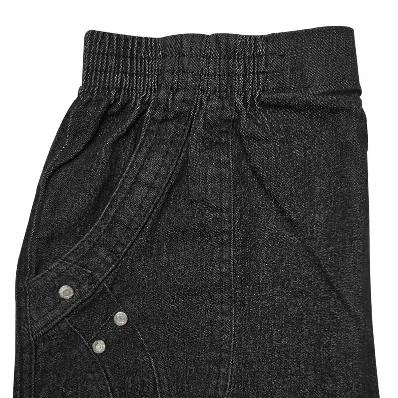 Damebukser med elastikkant - Sort denim - Seniorshop