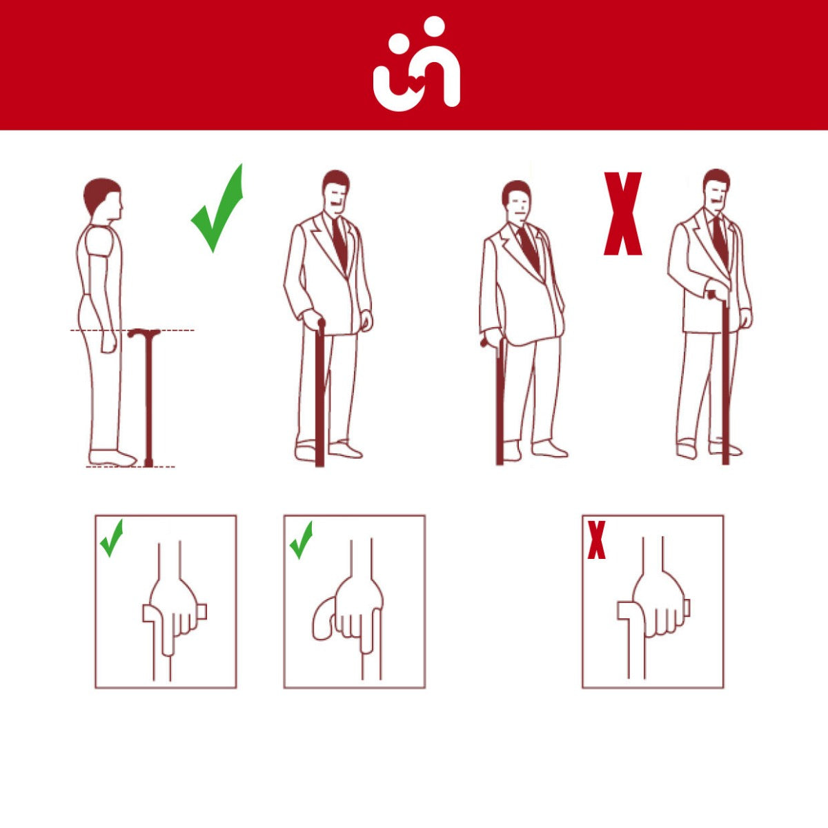 Træstok med ergonomisk håndtag
